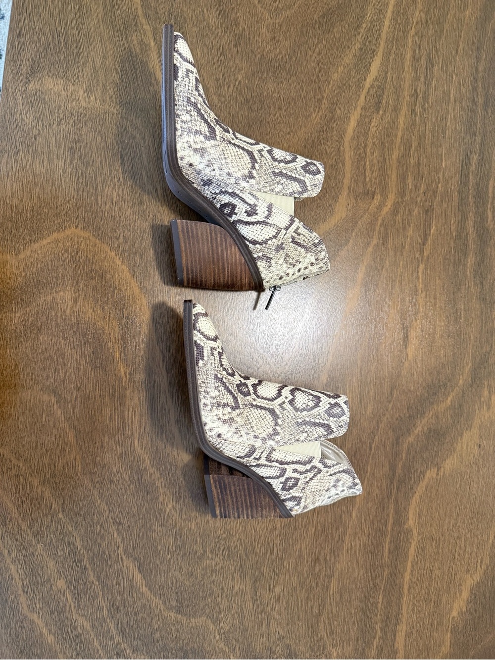 Vince Camuto Snake-Print Ankle Booties in Cream and Brown